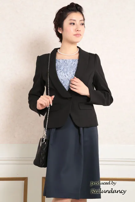 ネイビー×ブルーのツーピース風フラワーレースドレス