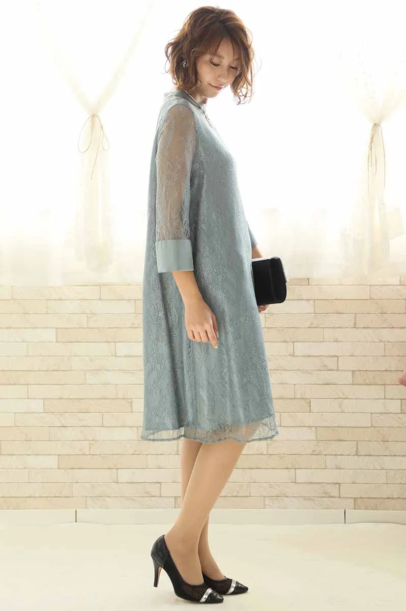 グリーンのシアーレースAラインドレス