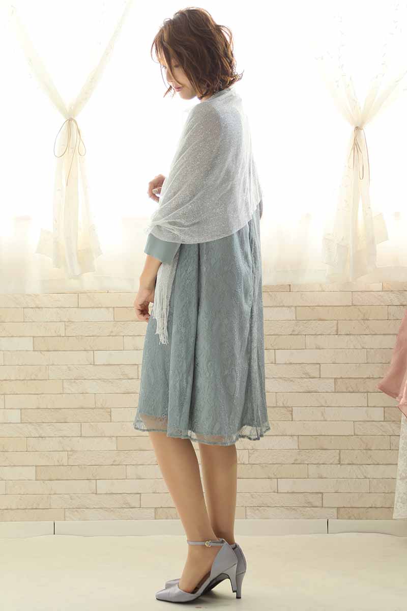 グリーンのシアーレースAラインドレス