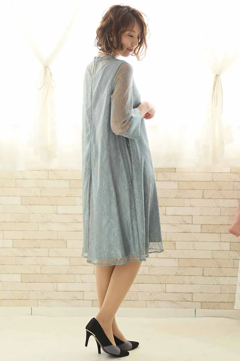 グリーンのシアーレースAラインドレス