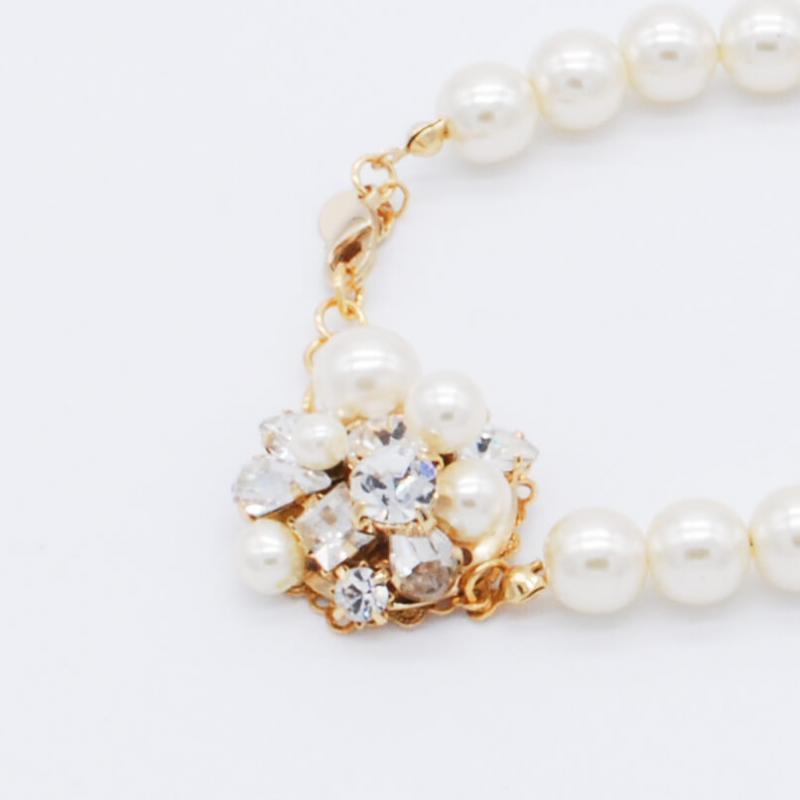 パール×ビジューモチーフのブレスレット