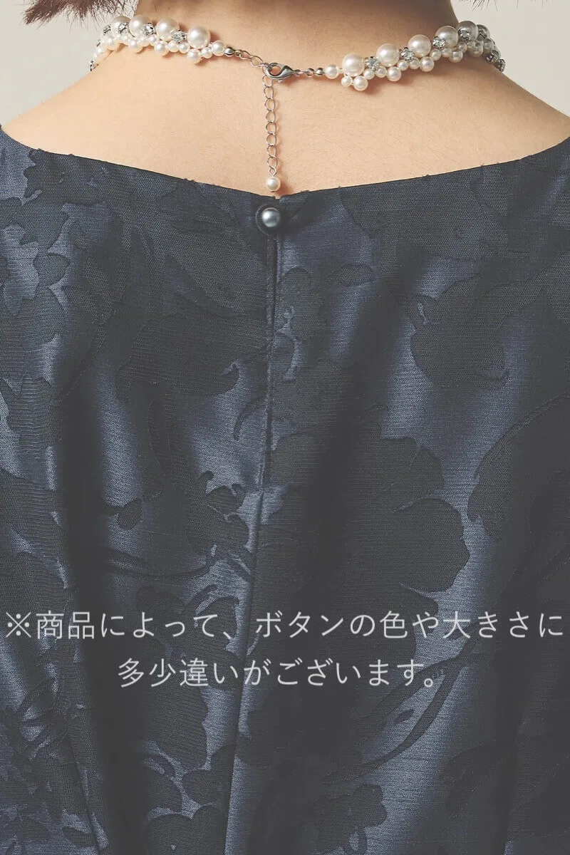 ネイビーのシフォンスリーブ花模様ドレス [ 店頭販売価格 42,900円 ]