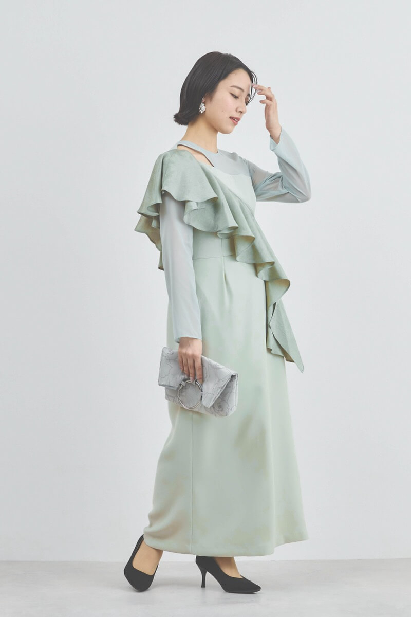 グレーのフラワークロッキーバッグ