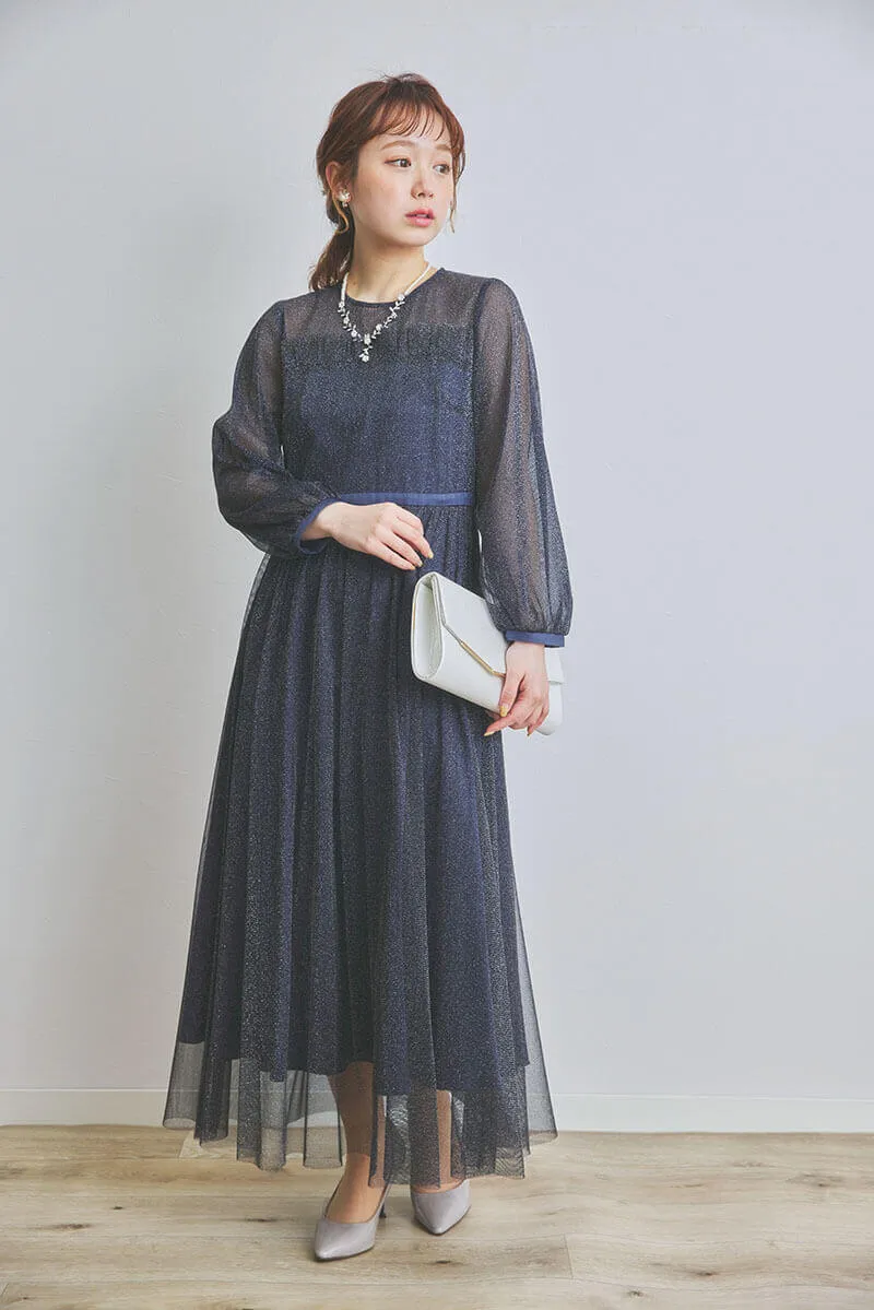 シルバーのパールフラワーネックレス