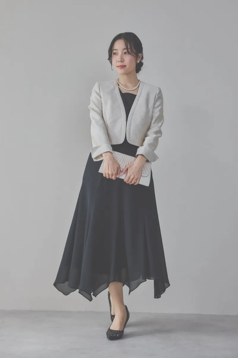 ブラックのバックレースマーメイドドレスコーディネートセット