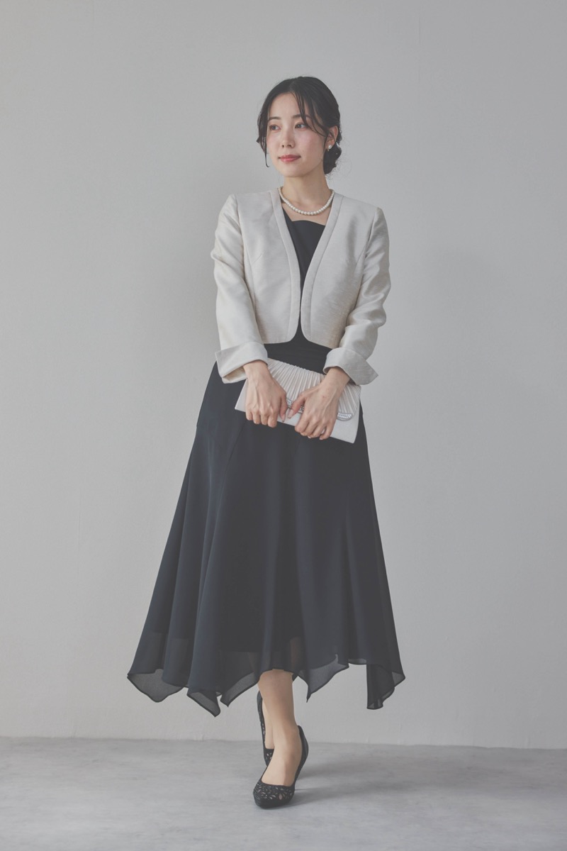 ブラックのバックレースマーメイドドレスコーディネートセット