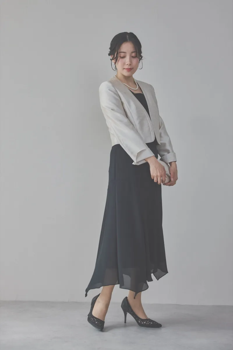 ブラックのバックレースマーメイドドレスコーディネートセット