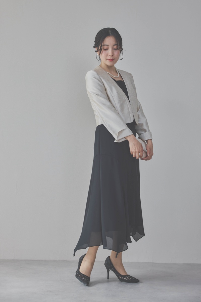 ブラックのバックレースマーメイドドレスコーディネートセット