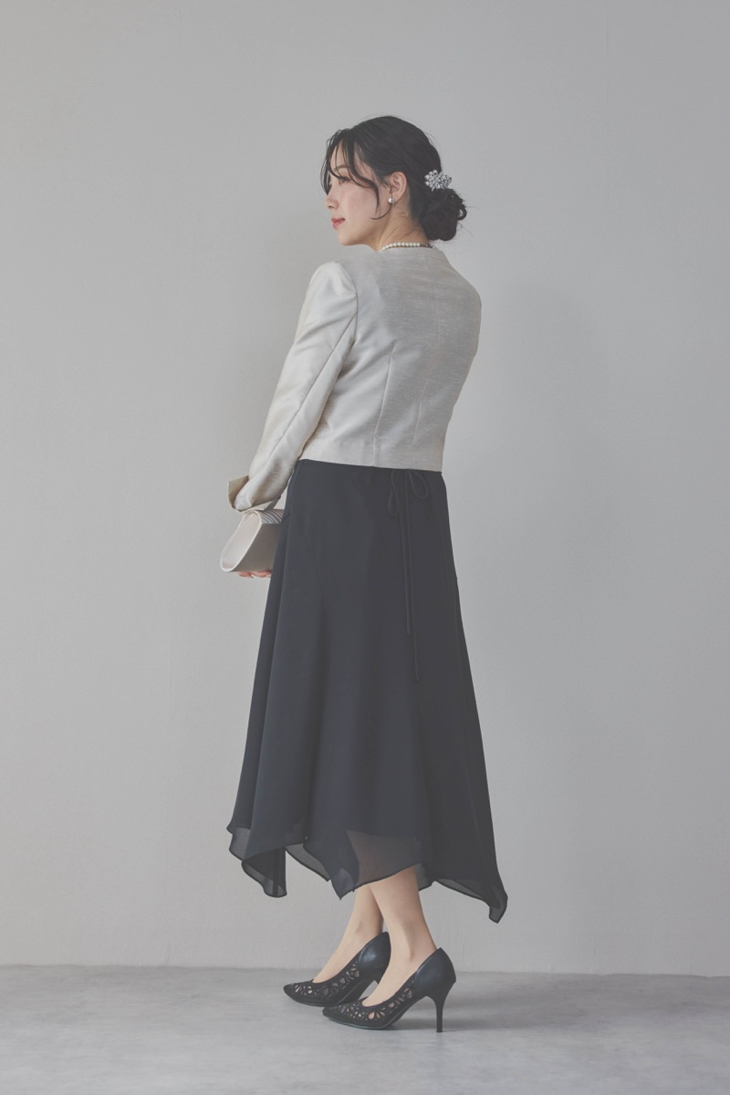 ブラックのバックレースマーメイドドレスコーディネートセット