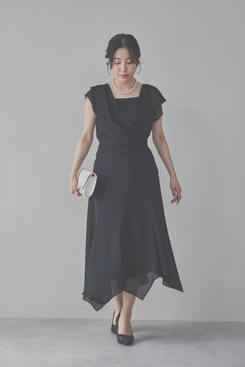 ブラックのバックレースマーメイドドレスコーディネートセット