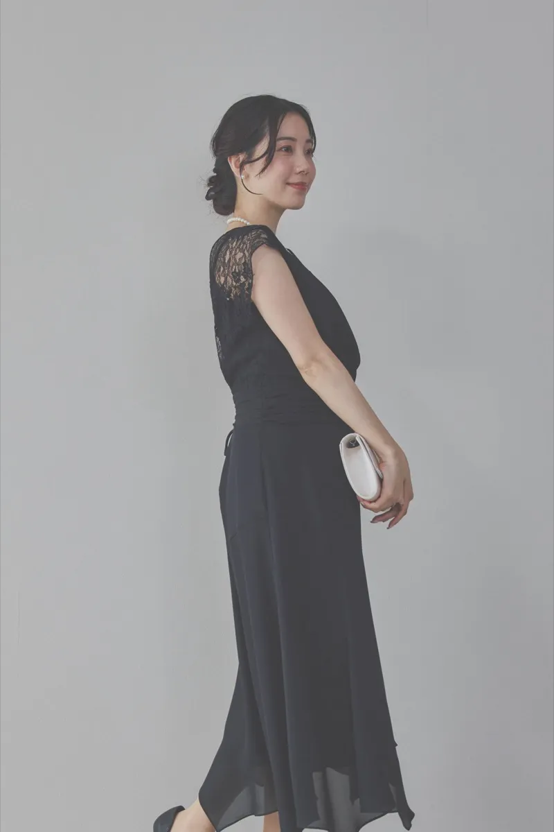 ブラックのバックレースマーメイドドレスコーディネートセット