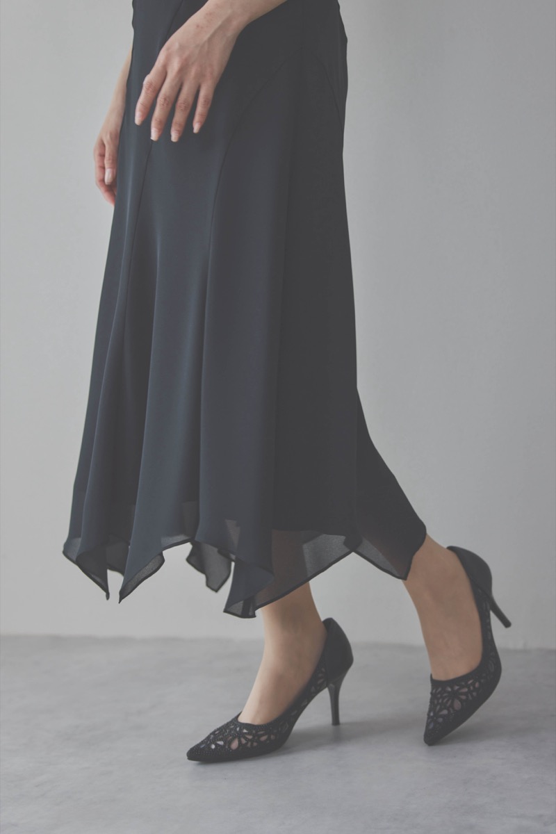 ブラックのバックレースマーメイドドレスコーディネートセット