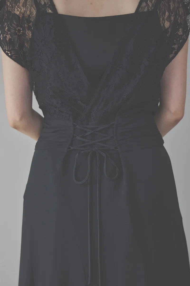 ブラックのバックレースマーメイドドレスコーディネートセット