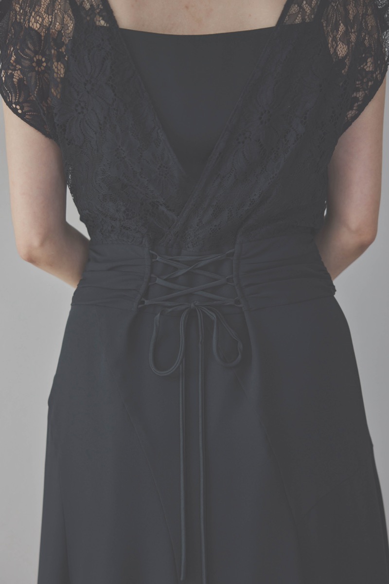 ブラックのバックレースマーメイドドレスコーディネートセット