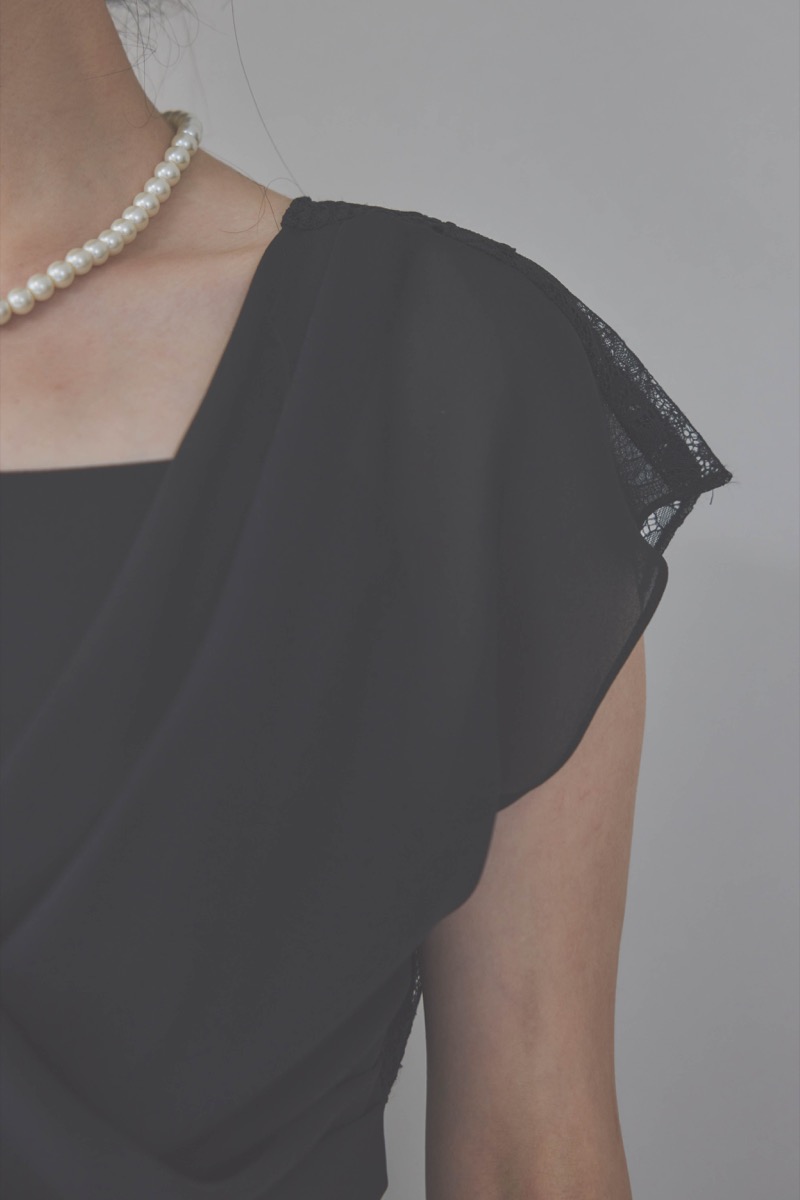 ブラックのバックレースマーメイドドレスコーディネートセット