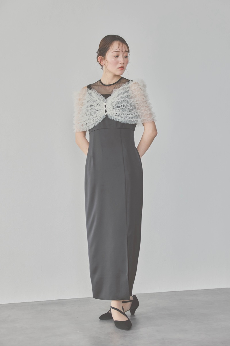 ブラックのチュールビスチェIラインドレス