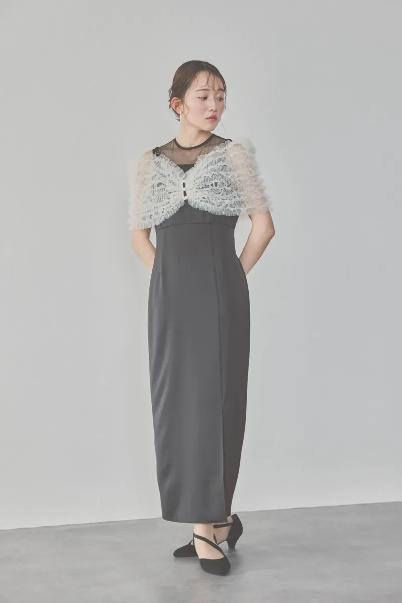 ブラックのチュールビスチェIラインドレス