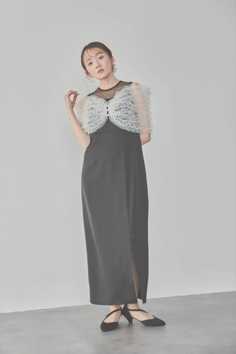 ブラックのチュールビスチェIラインドレス