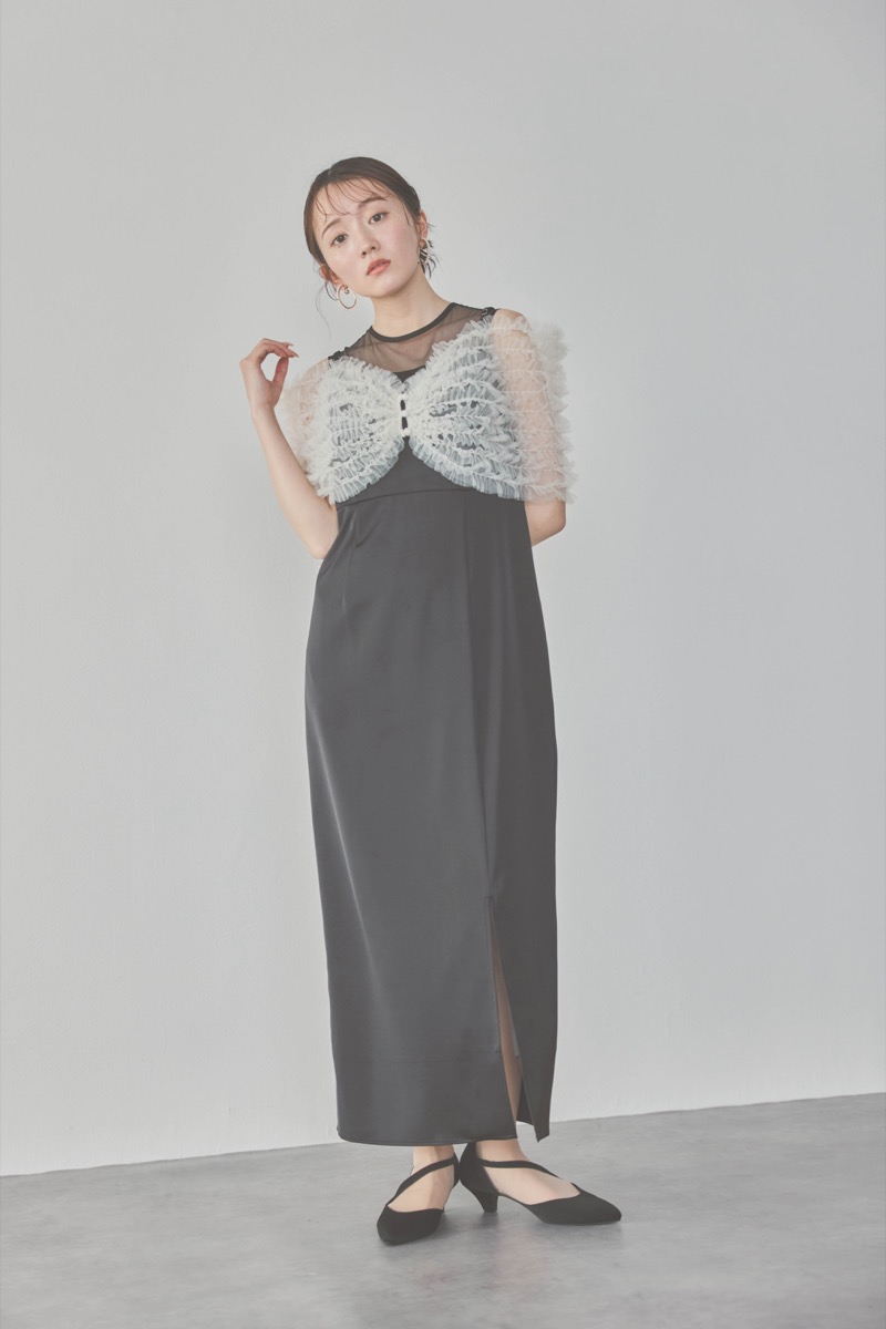 ブラックのチュールビスチェIラインドレス