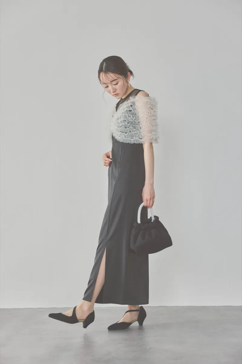 ブラックのチュールビスチェIラインドレス