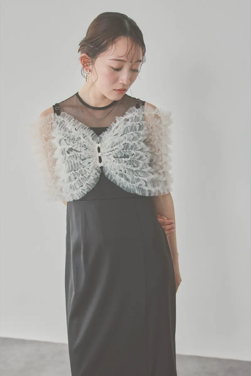 ブラックのチュールビスチェIラインドレス