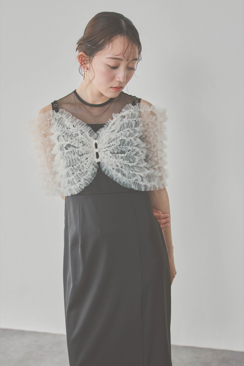 ブラックのチュールビスチェIラインドレス