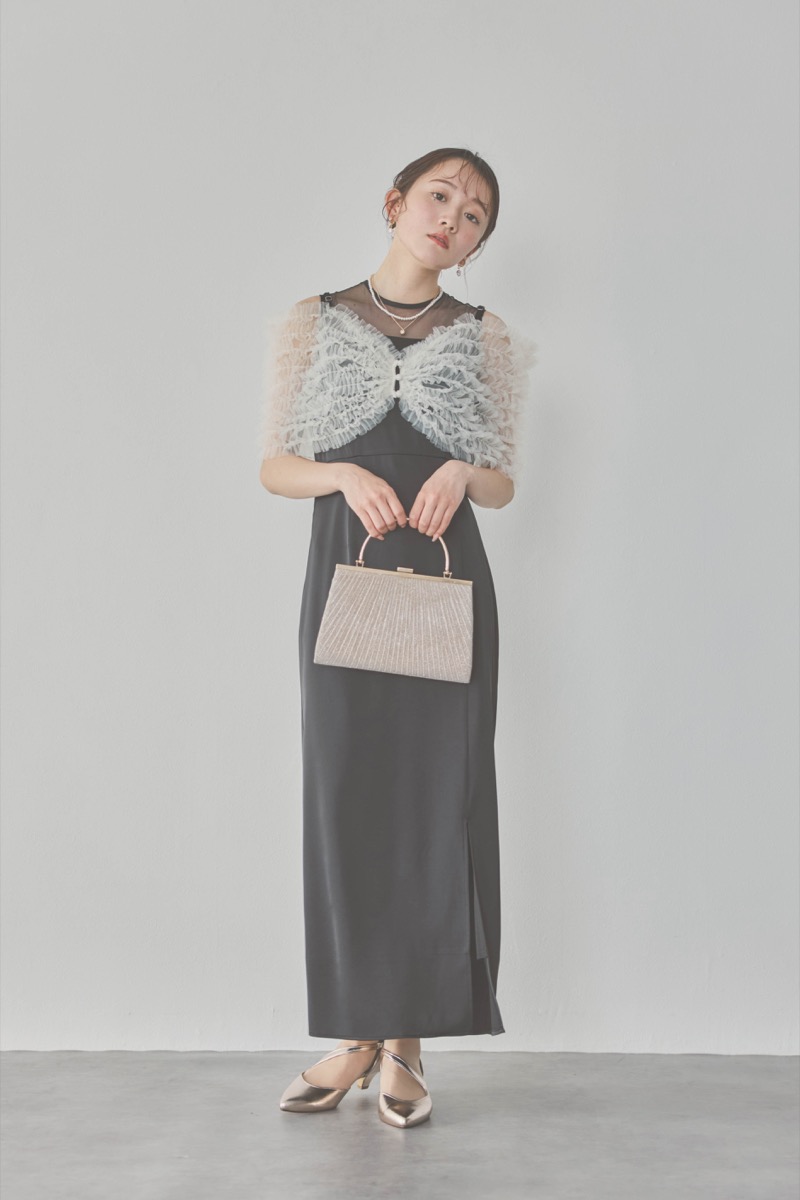 ブラックのチュールビスチェIラインドレス