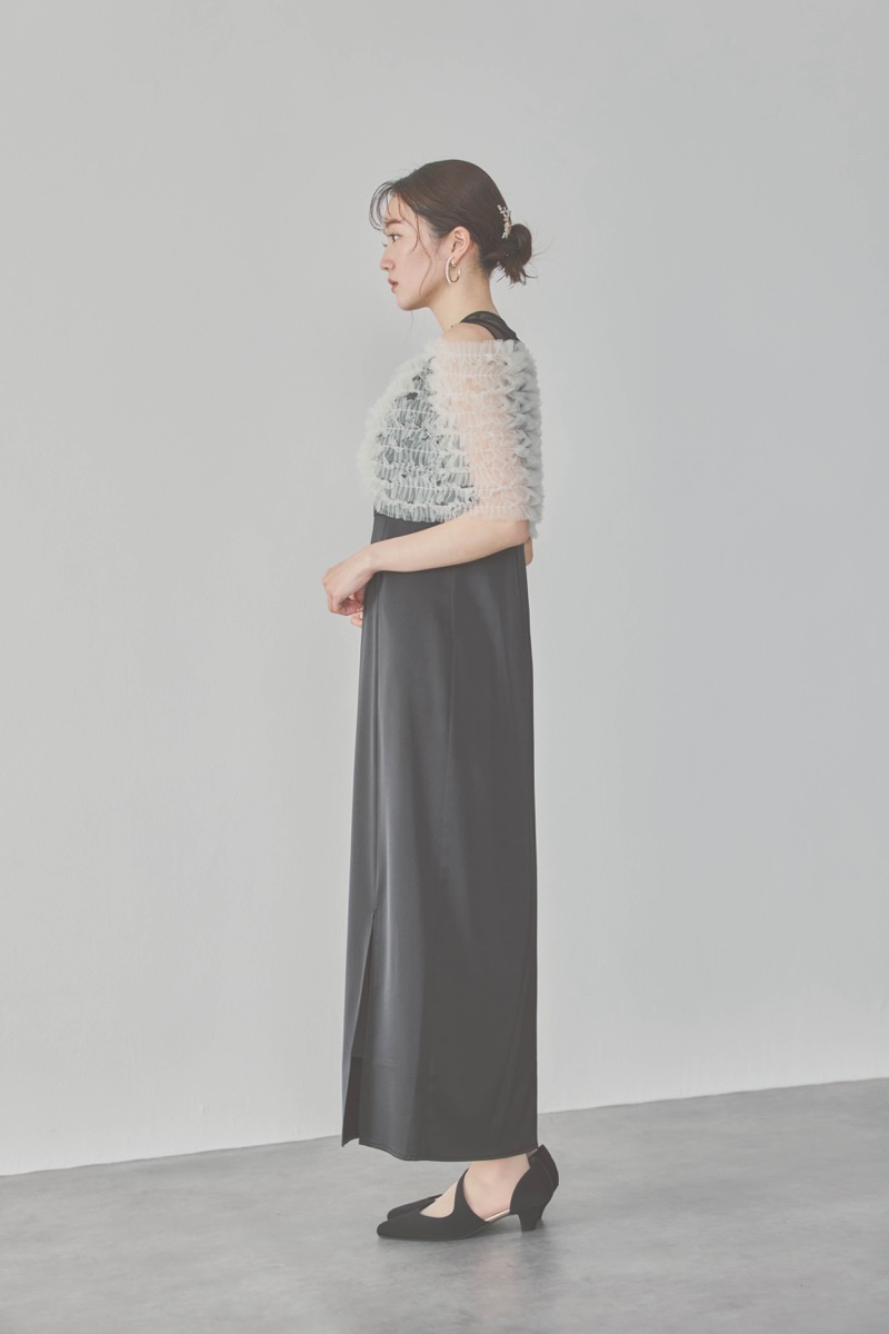 ブラックのチュールビスチェIラインドレス