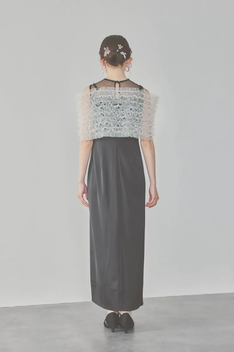 ブラックのチュールビスチェIラインドレス