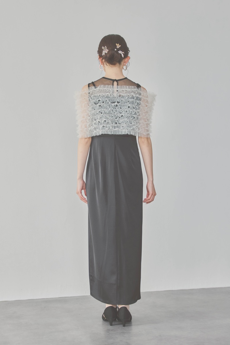 ブラックのチュールビスチェIラインドレス