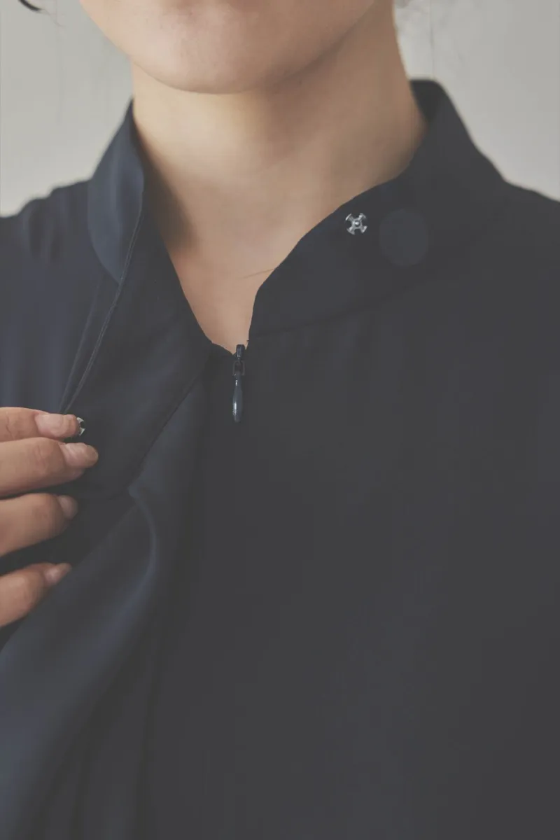 ネイビーのフロントドレープ前開きドレス [ 店頭販売価格 42,900円 ]