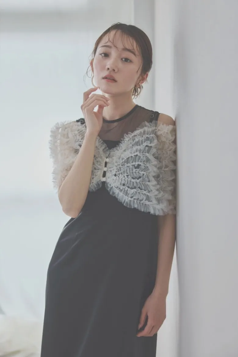 ブラックのチュールビスチェIラインドレス