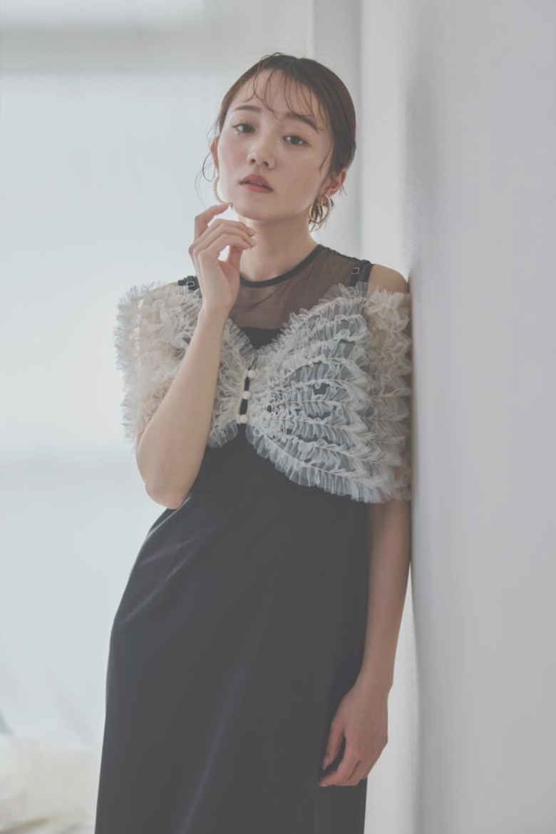 ブラックのチュールビスチェIラインドレス