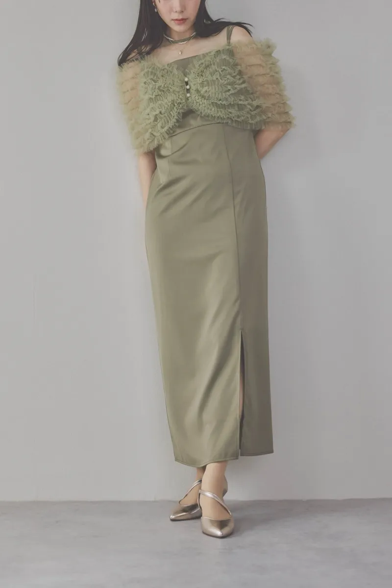 グリーンのチュールビスチェIラインドレス