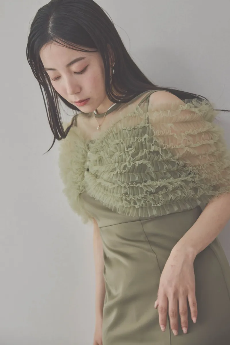 グリーンのチュールビスチェIラインドレス