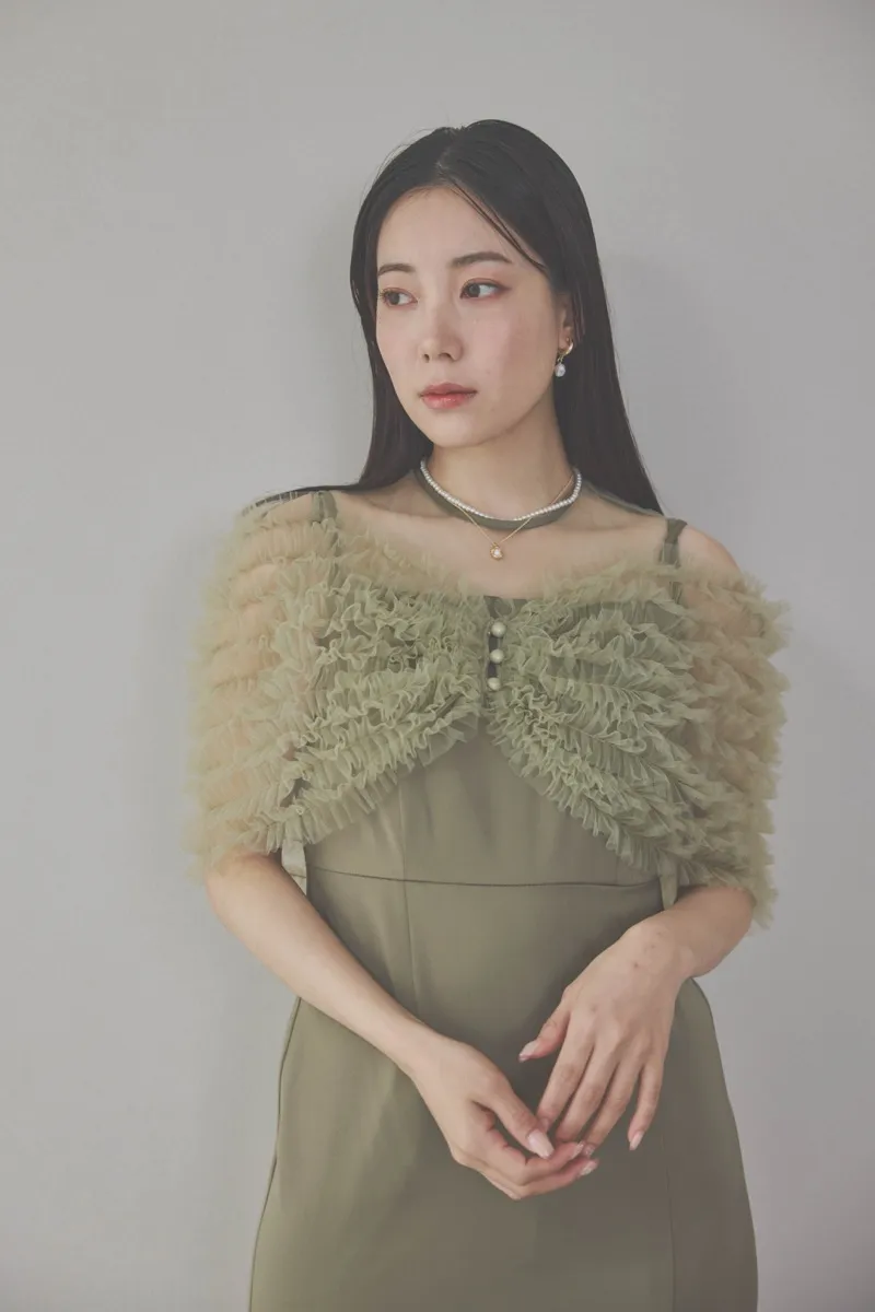 グリーンのチュールビスチェIラインドレス