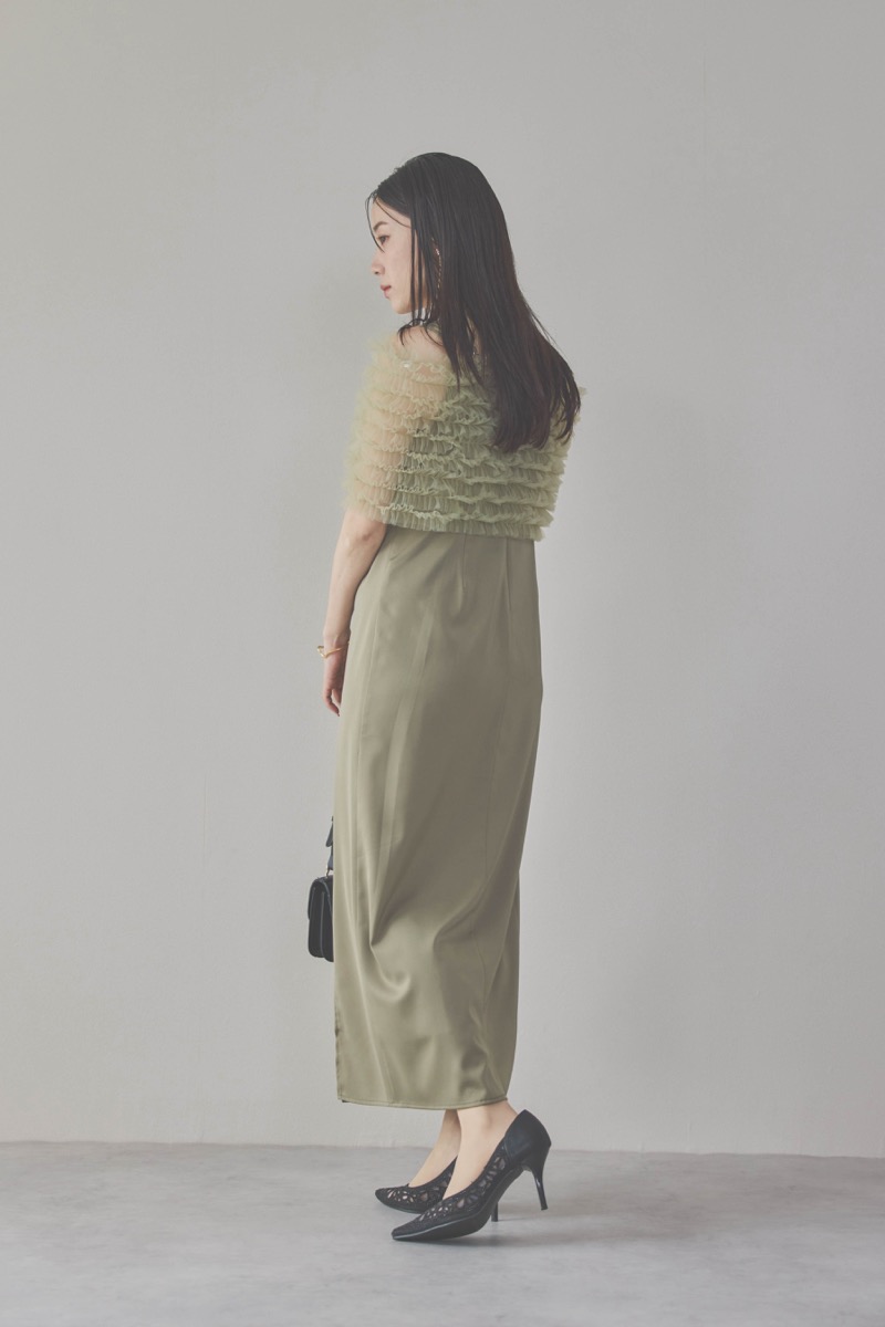 グリーンのチュールビスチェIラインドレス