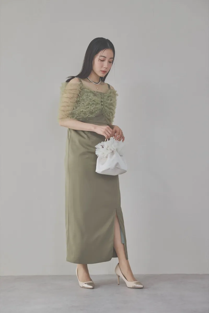 グリーンのチュールビスチェIラインドレス