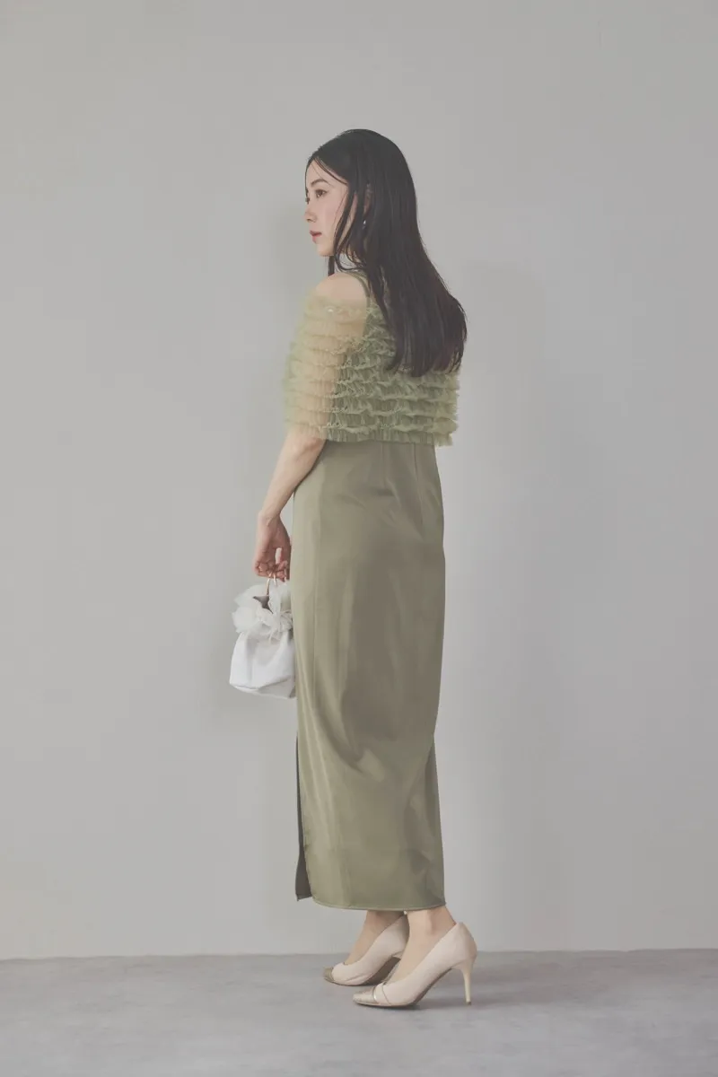 グリーンのチュールビスチェIラインドレス