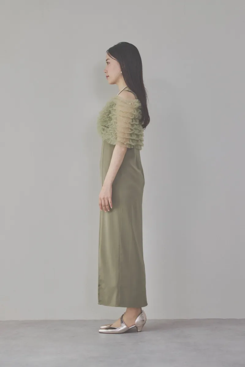 グリーンのチュールビスチェIラインドレス