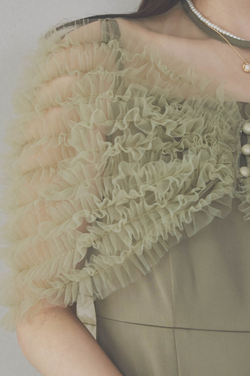 グリーンのチュールビスチェIラインドレス