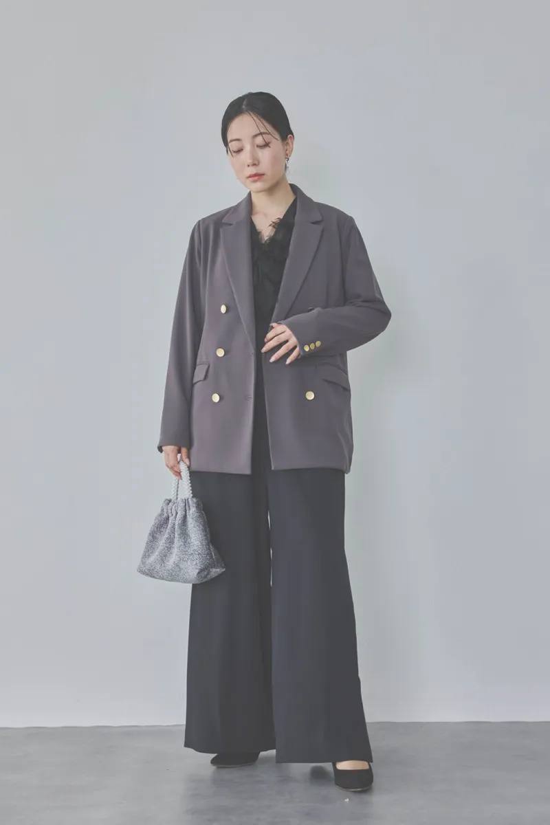 ブラックのチュールフリルオールインワンドレス