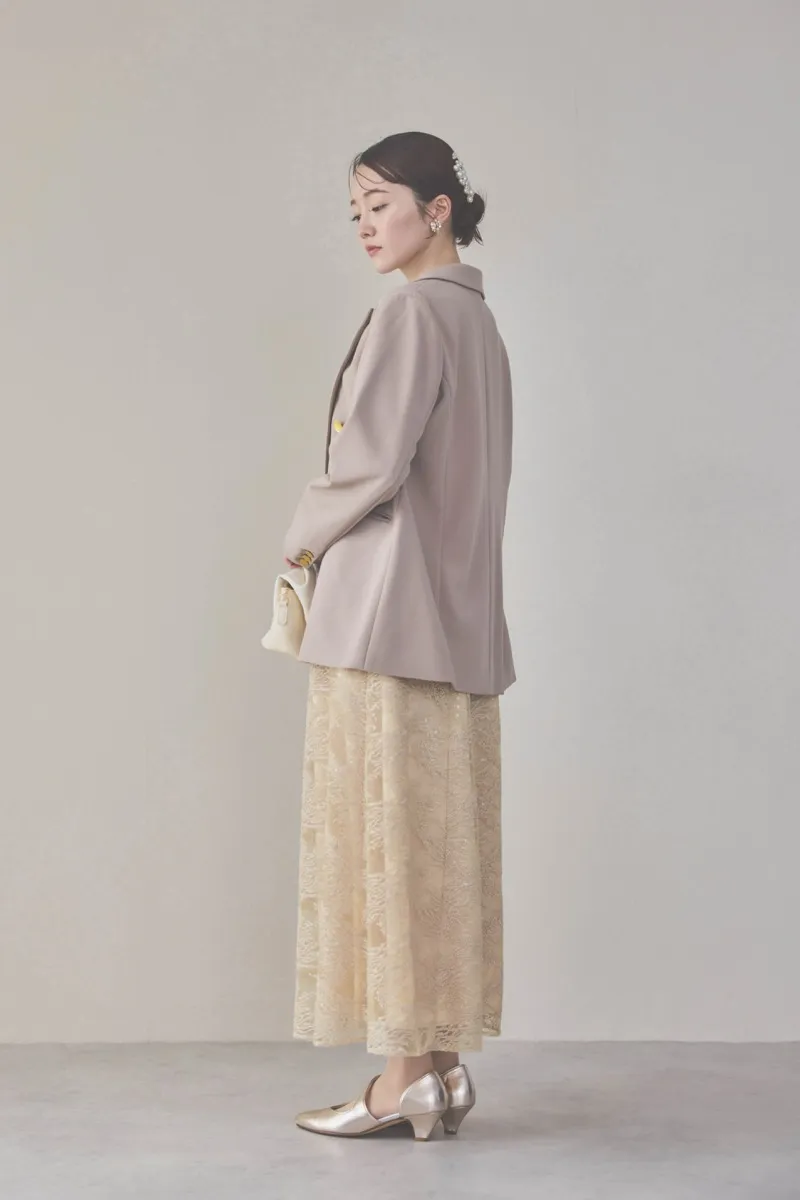 イエローのシャイニーエンブロイダリードレス