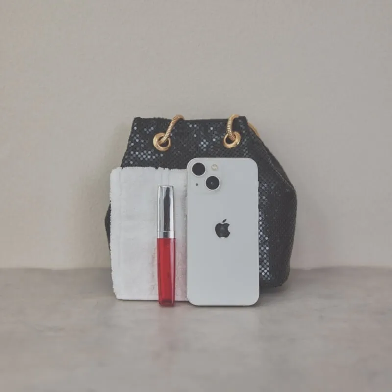 ブラックのメタルメッシュバッグ