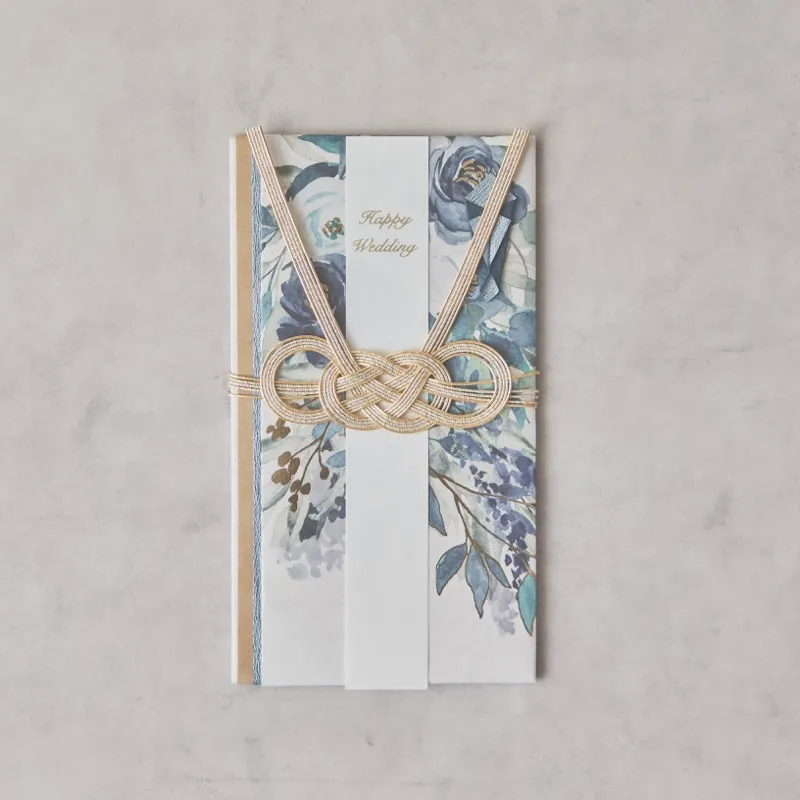 ブルーのボタニカルご祝儀袋