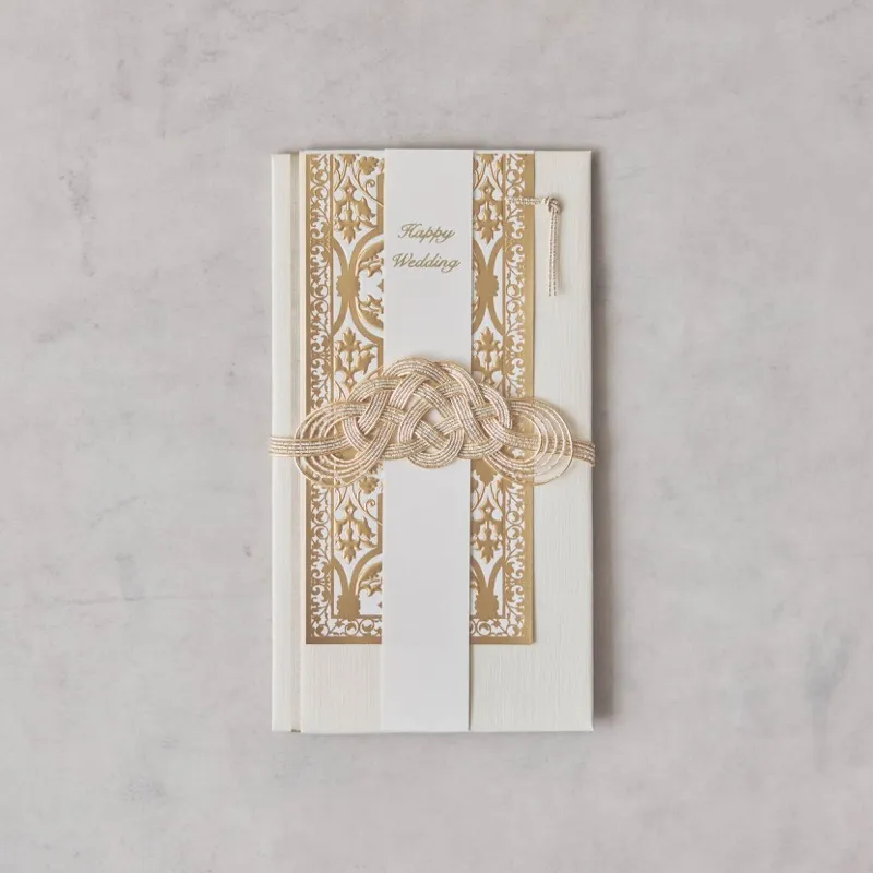 クリームのフラワーエンボスご祝儀袋