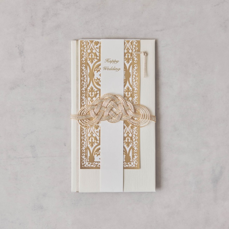 クリームのフラワーエンボスご祝儀袋