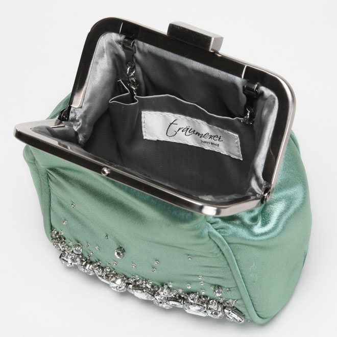 グリーンのビジュー付きバッグ