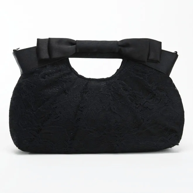 ブラックのリボンとレースのバッグ