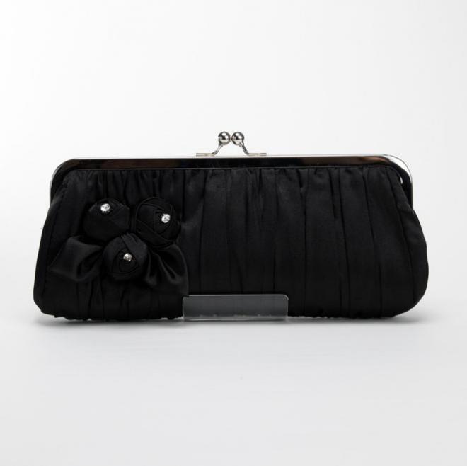 ブラックの花モチーフ付バッグ